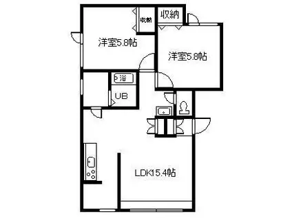 YOUトピア燦燦(2LDK/1階)の間取り写真
