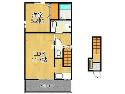 グラン シエル 弐番館(1LDK/2階)の間取り写真