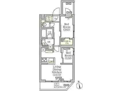 ARKMARK南品川(2LDK/3階)の間取り写真