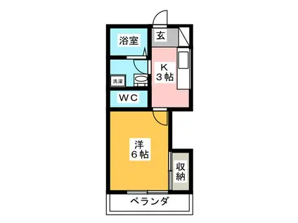 ピュアコート所沢(1K/2階)の間取り写真
