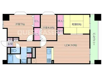 シティテラス大新(3LDK/4階)の間取り写真