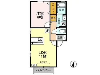 ピジョンコート B 薗部町(1LDK/1階)の間取り写真