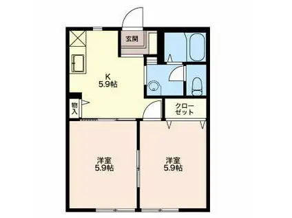 コーポ浜名湖(2K/1階)の間取り写真