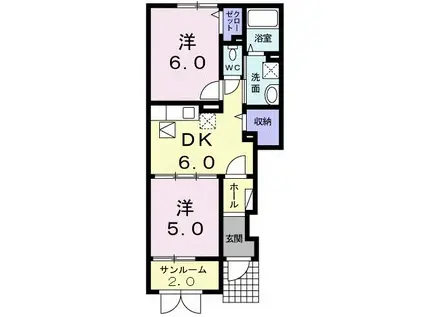 レジェンドI(2DK/1階)の間取り写真