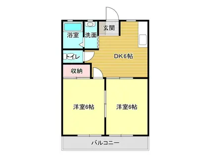 セントラルハイツ(2DK/1階)の間取り写真