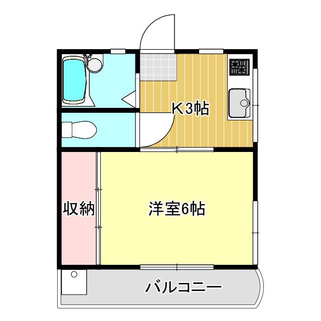 真装マンション(1K/2階)の間取り写真