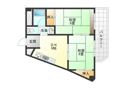 阪急西九条マンション(2DK/4階)の間取り写真