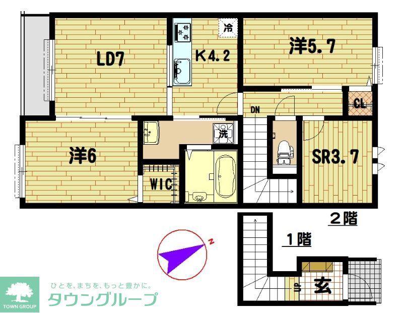 アムール久喜A棟(2SLDK/2階)の間取り写真
