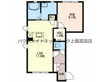 シャーメゾン・エヴィデンス(1LDK/1階)の間取り写真