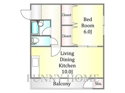 第1愛和ビル(1LDK/4階)の間取り写真