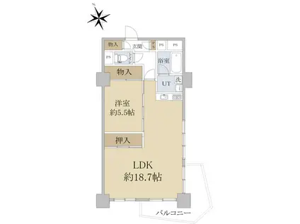 五輪団地H2号棟(1LDK/8階)の間取り写真