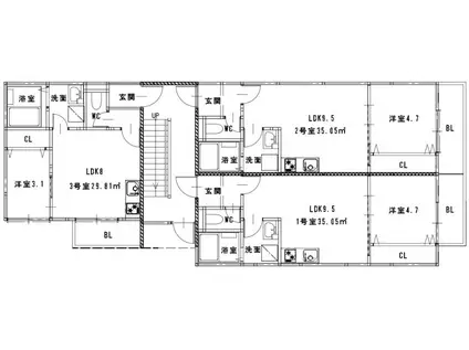 サニーガーデン杉塚(1LDK/1階)の間取り写真