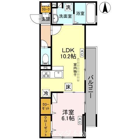 D-ROOM FIORE ”N”(1LDK/1階)の間取り写真