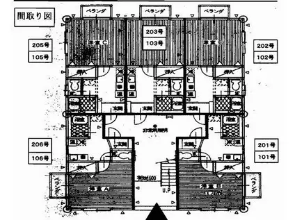 アペックスイン・堤(1K/2階)の間取り写真
