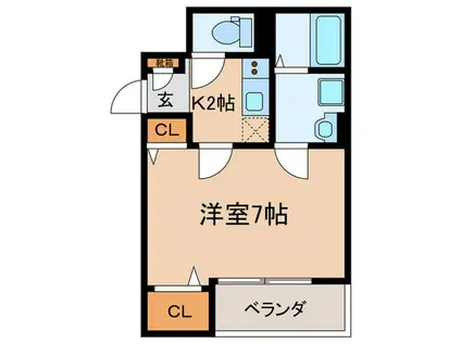 GRACIAS COURT 若江岩田(1K/3階)の間取り写真