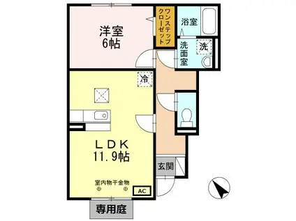 ディアコート北野(1LDK/1階)の間取り写真