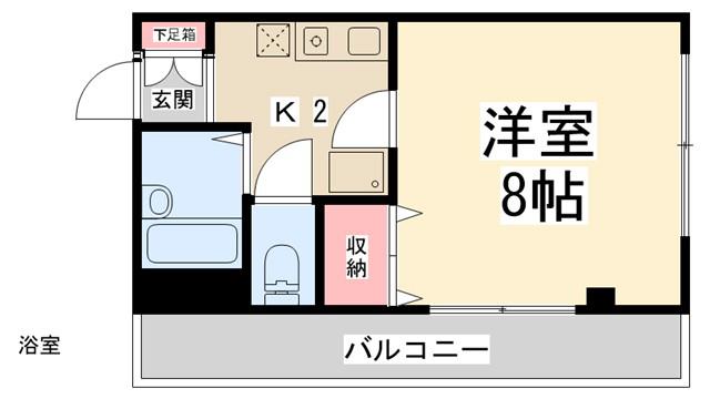 マサーレ川西(1K/4階)の間取り写真