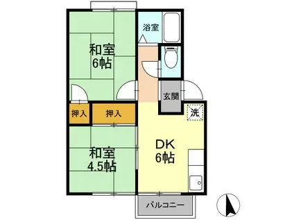 コーポしばた(2DK/2階)の間取り写真