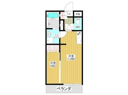 トレス天満A(1DK/3階)の間取り写真