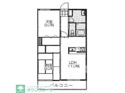 エクセラン境(2LDK/4階)の間取り写真