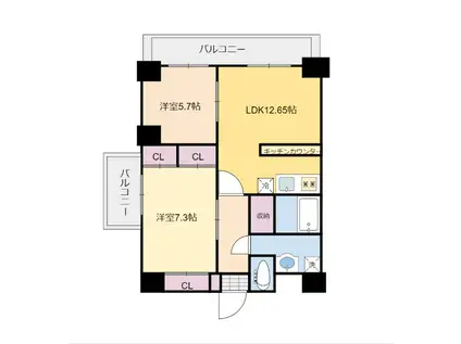 カスタリア榴ヶ岡(2LDK/12階)の間取り写真