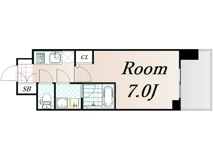 スプランディッドII(1K/3階)の間取り写真