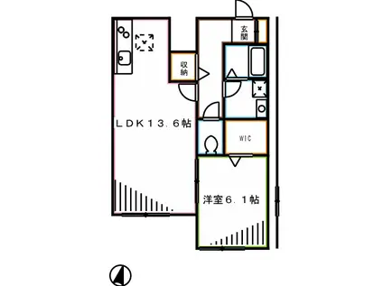 ティーエスエテルナ(1LDK/1階)の間取り写真
