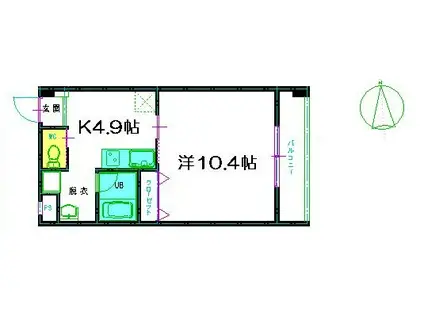 FOX FIELDII(1K/4階)の間取り写真