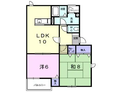 スカイドミール(2LDK/2階)の間取り写真
