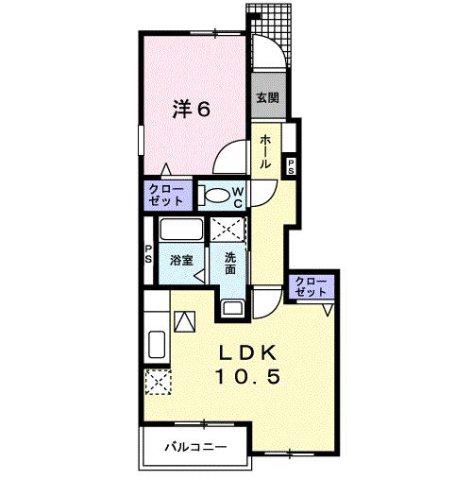 サンリット佐橋B(1LDK/1階)の間取り写真