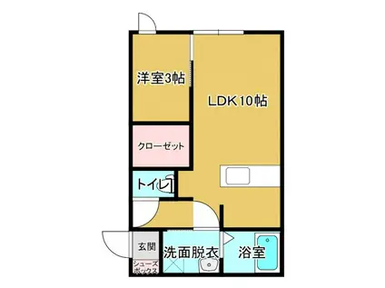 BELL CIEL(1LDK/2階)の間取り写真