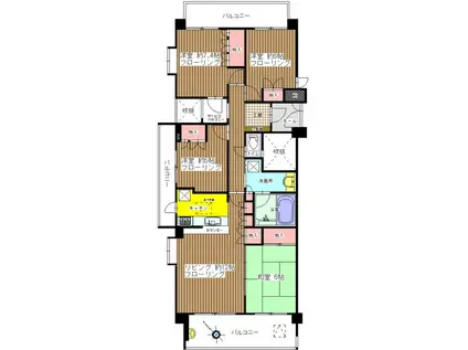 稲毛台ハウス 弐番館(4LDK/3階)の間取り写真