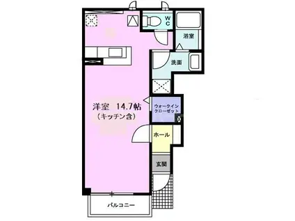 プレイン上峰I(1K/1階)の間取り写真