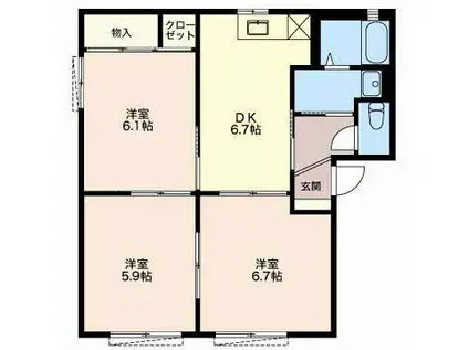 サニーハウス(3DK/1階)の間取り写真