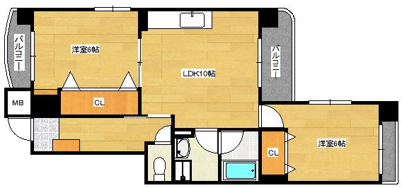 シティハイツ金屋町(2LDK/8階)の間取り写真
