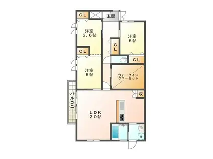 TANAKA(3SLDK/2階)の間取り写真