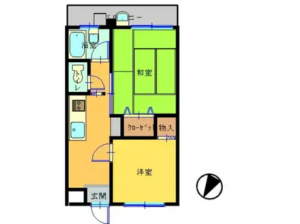 第一つくしマンション(2K/2階)の間取り写真