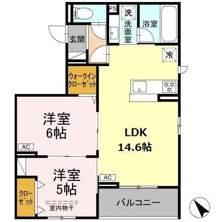 シャルムコート(2LDK/3階)の間取り写真