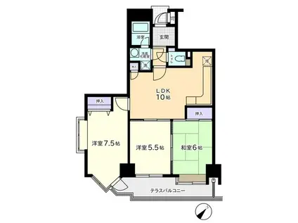 信開ドムス三社(3LDK/8階)の間取り写真