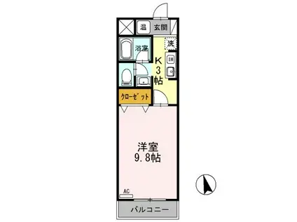 クレセントハウス・七瀬(1K/1階)の間取り写真