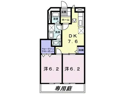 エトワールヒルズ(2DK/1階)の間取り写真