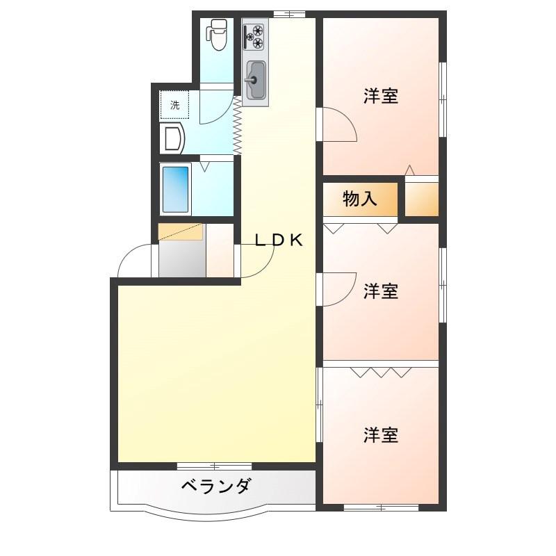 華美が丘六番館(3LDK/2階)の間取り写真