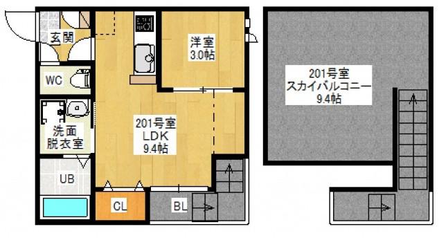 GRANDTIC ARIETTA 2(1LDK/2階)の間取り写真