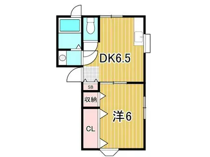 コーポ山本(1DK/1階)の間取り写真