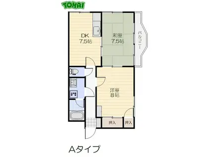 グレース松阪(2DK/5階)の間取り写真