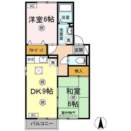 セジュール静(2DK/1階)の間取り写真