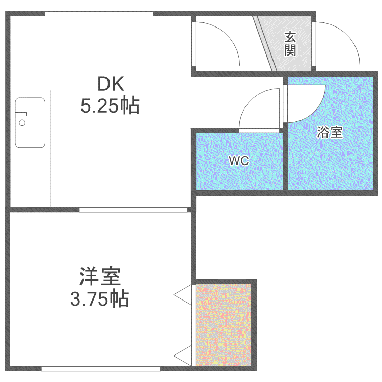 PRECIOUS菊水II(1DK/3階)の間取り写真