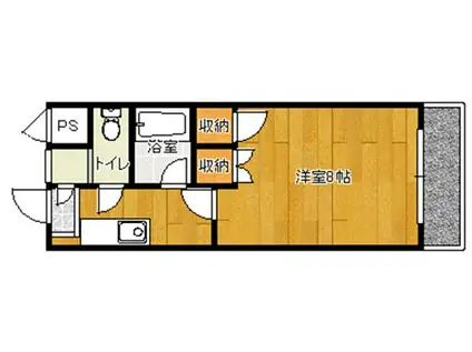 サンホワイトアルプス(1K/2階)の間取り写真