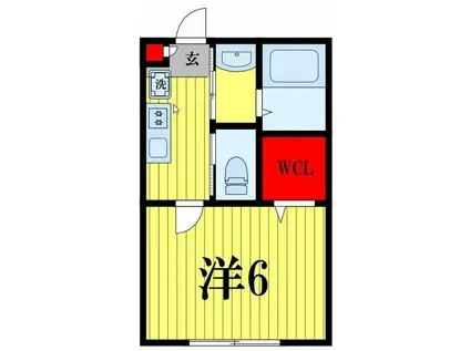 ウエストビレッジ実籾(1K/2階)の間取り写真