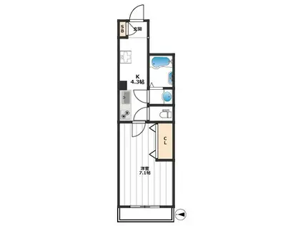 BEL CANTO区役所前(1K/2階)の間取り写真